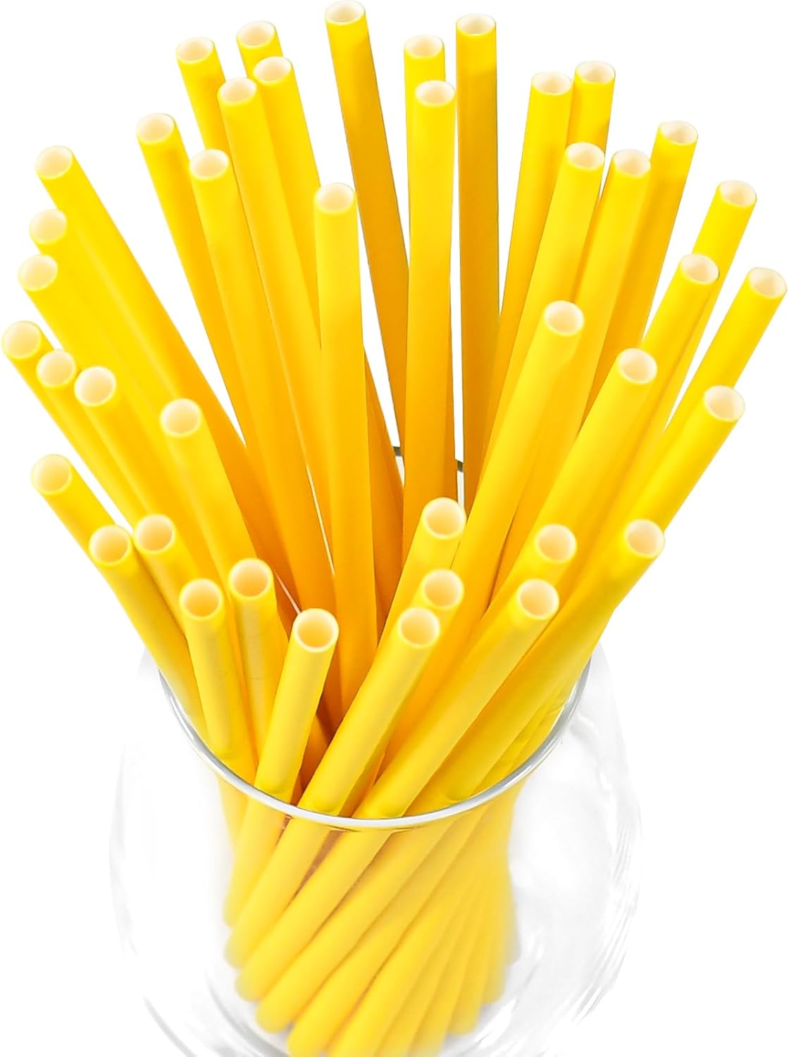 Solid Yellow Disposable Paper Drinking Straws 7.75 inch 100 Counts - for Beverage, Birthday, Party, DIY Arts Crafts