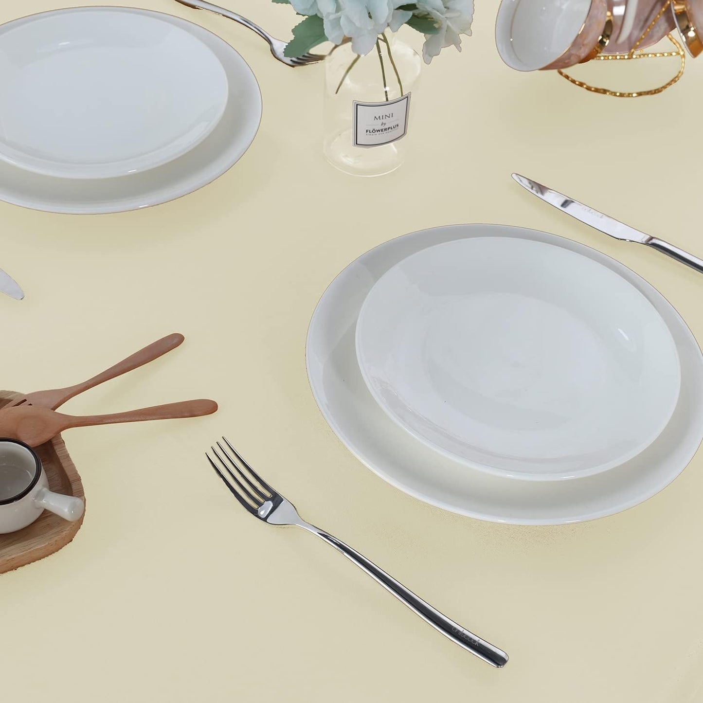 Fitable Square Tablecloth 60x60 inch Tablecloth Stain and Wrinkle Resistant Washable Polyester Table Cloth for Buffet Parties and Camping, Ivory