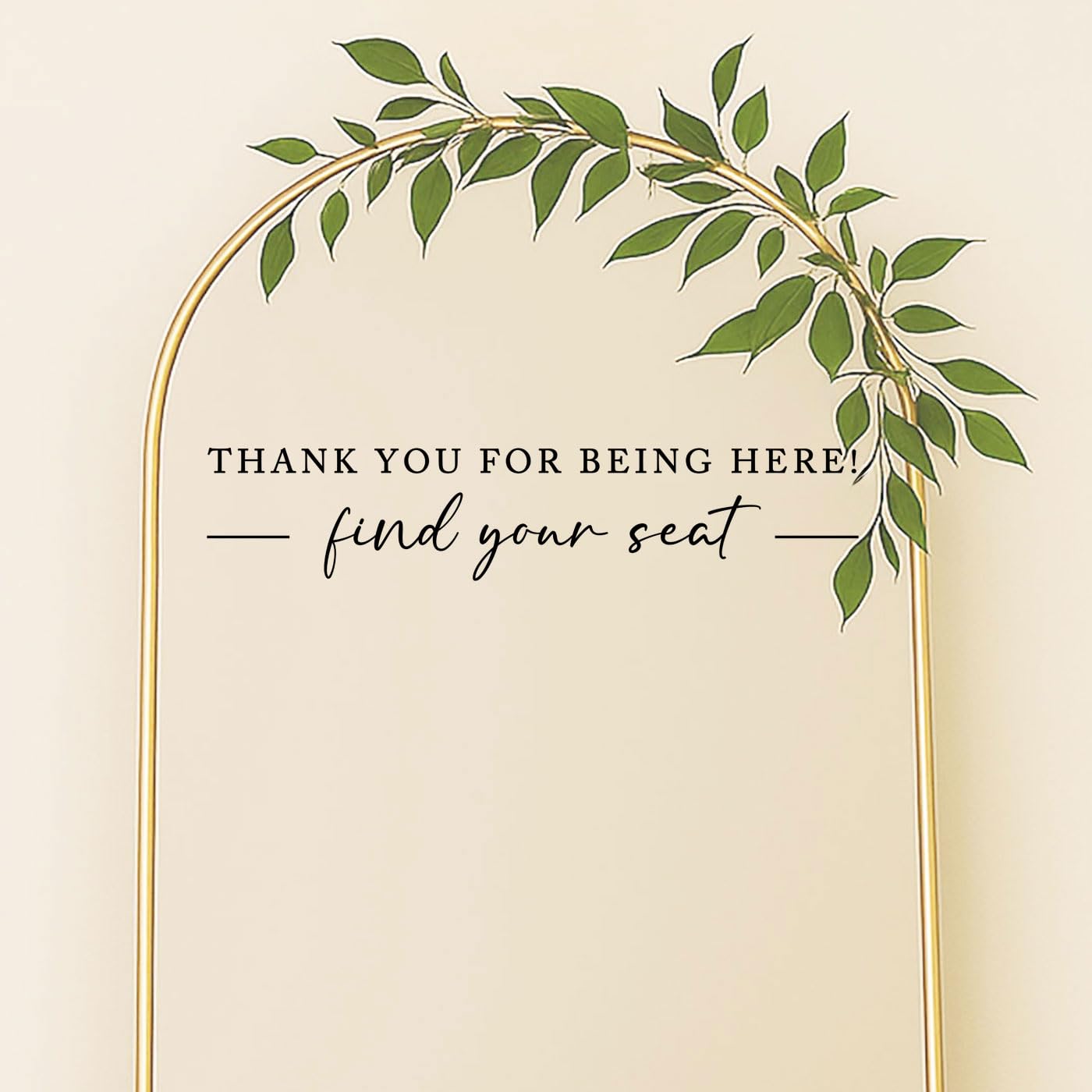 Seating Chart Sign, Wedding Mirror Decal, Thank You for Being Here Find Your Seat, Wedding Seating Chart Header Vinyl Decal, Your Seat Awaits Wedding Sign Decal, Mirror Sticker for Seating (Black, Wide 20")