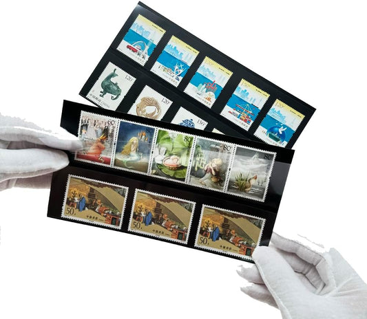 Philatelic Display Black Card Stamp Cover Stamp Collection Stamp Storage philatelic Album Stamps Collector Stamp Collecting Supplies Stamp Sleeves Stamp (2 Row Stamp Protective Cover 18 pcs)