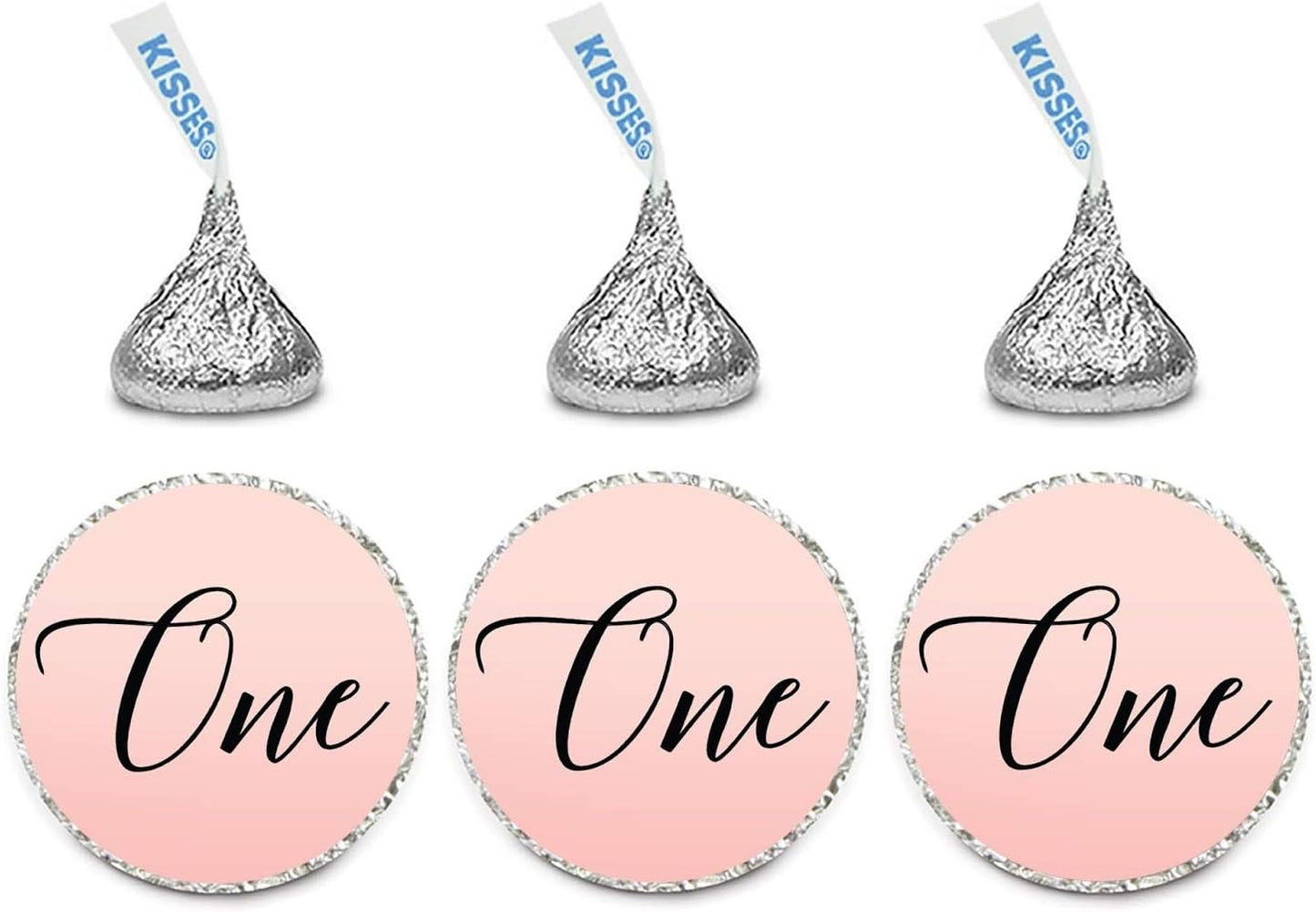 Andaz Press Blush Pink Rose Elegant Party Baby Girl's 1st Birthday Collection, Small Round Circle Label Stickers, Fits Kisses Chocolates, 1st Birthday, 240-Pack, Favors Decor Envelope Seals