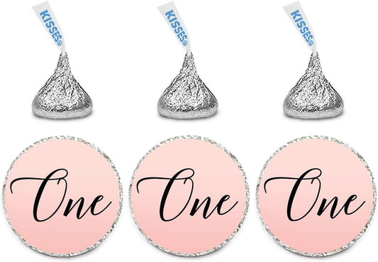Andaz Press Blush Pink Rose Elegant Party Baby Girl's 1st Birthday Collection, Small Round Circle Label Stickers, Fits Kisses Chocolates, 1st Birthday, 240-Pack, Favors Decor Envelope Seals