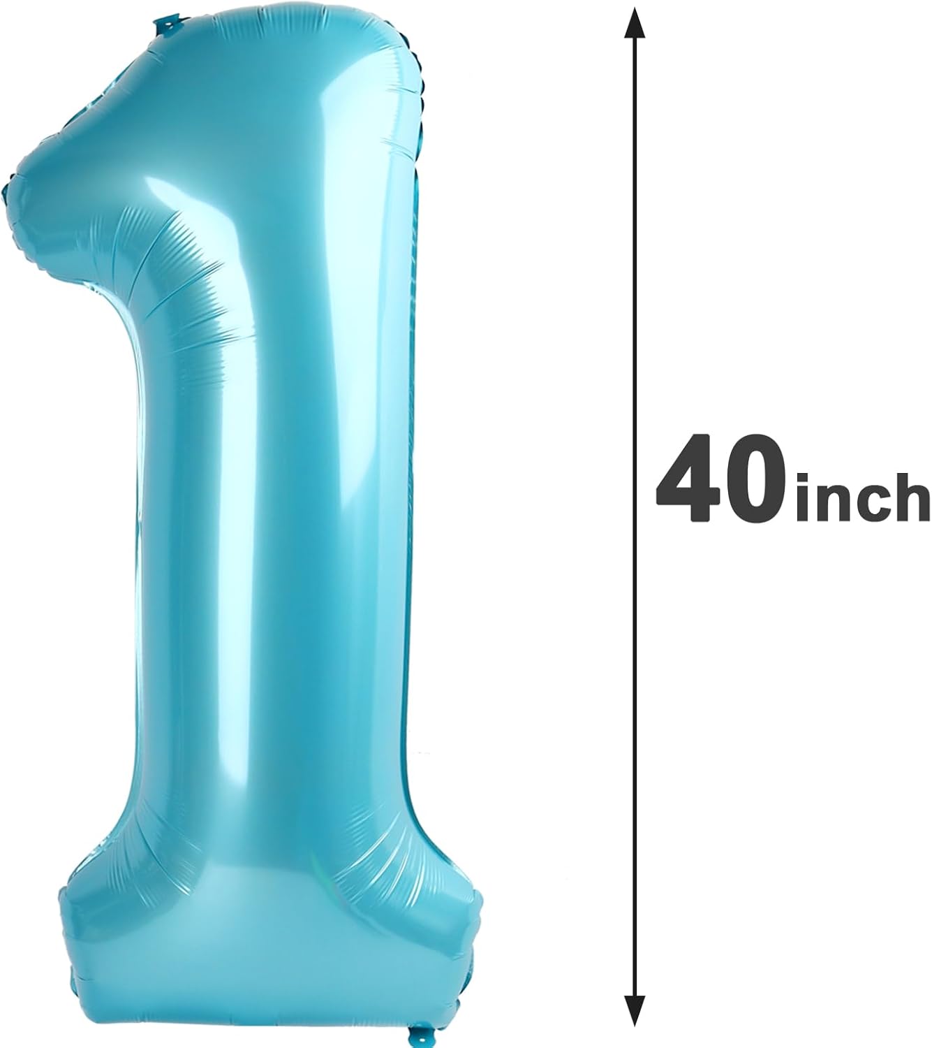 Pearl Blue 1 Number Balloon 40 inch, Number 1 Birthday Balloon for Boy Girl, Pearl Blue Foil One Balloon for 1st 10 11 12 16 18 Birthday Party, Anniversary Celebration Number Balloons Decorations