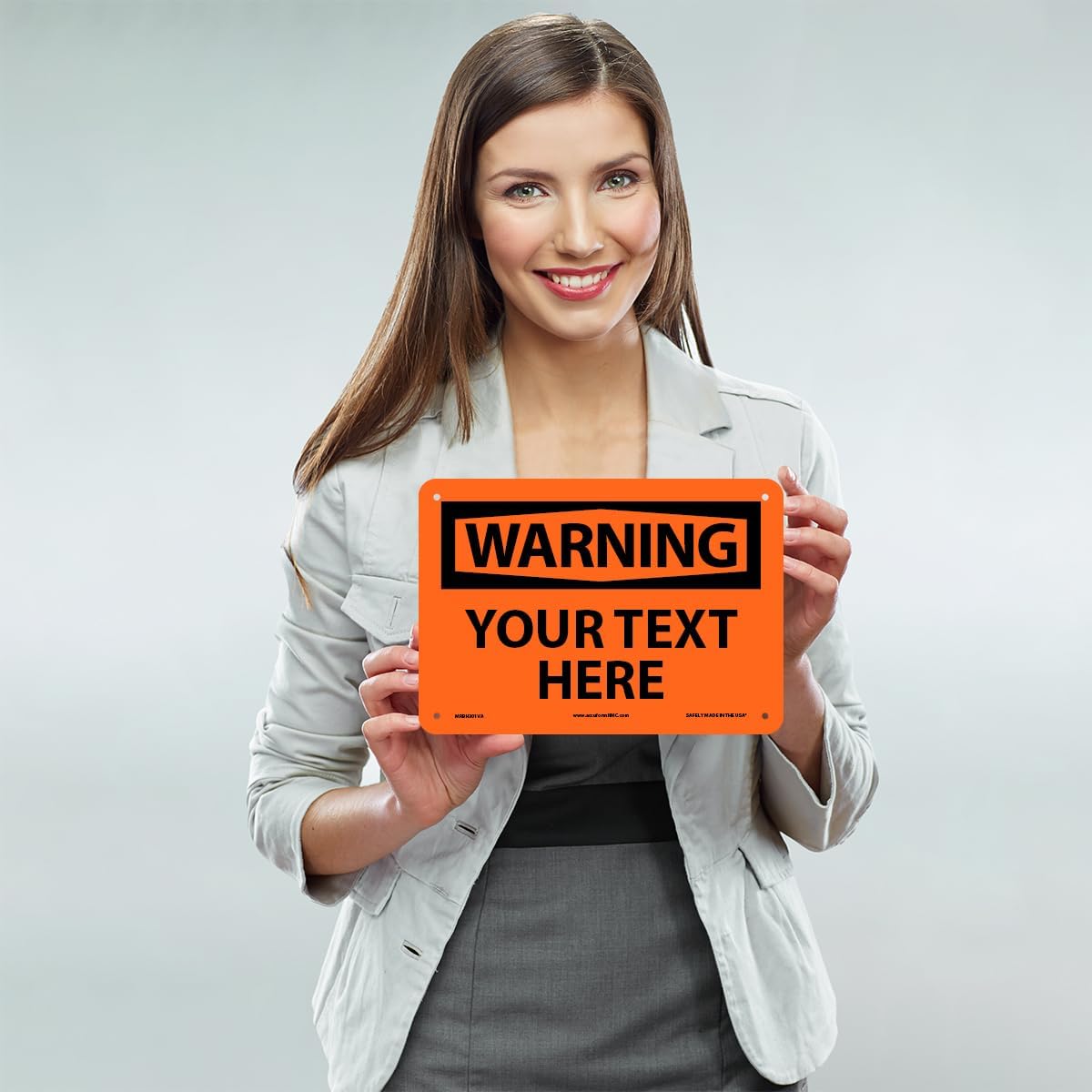 Custom OSHA Style Warning Sign 7" x 10" Aluminum Sign, Customizable "Your Text Here", by AccuformNMC Made in USA