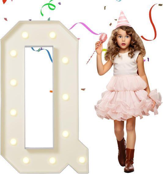 eufony Marquee Letters 4 Feet Tall, 4 FT Marquee Light Up Letters, Giant Light Up Letters 4FT for Birthday Party Baby Shower Gender Reveal Graduation Decorations, Letter Q with LED Lights DIY Kit