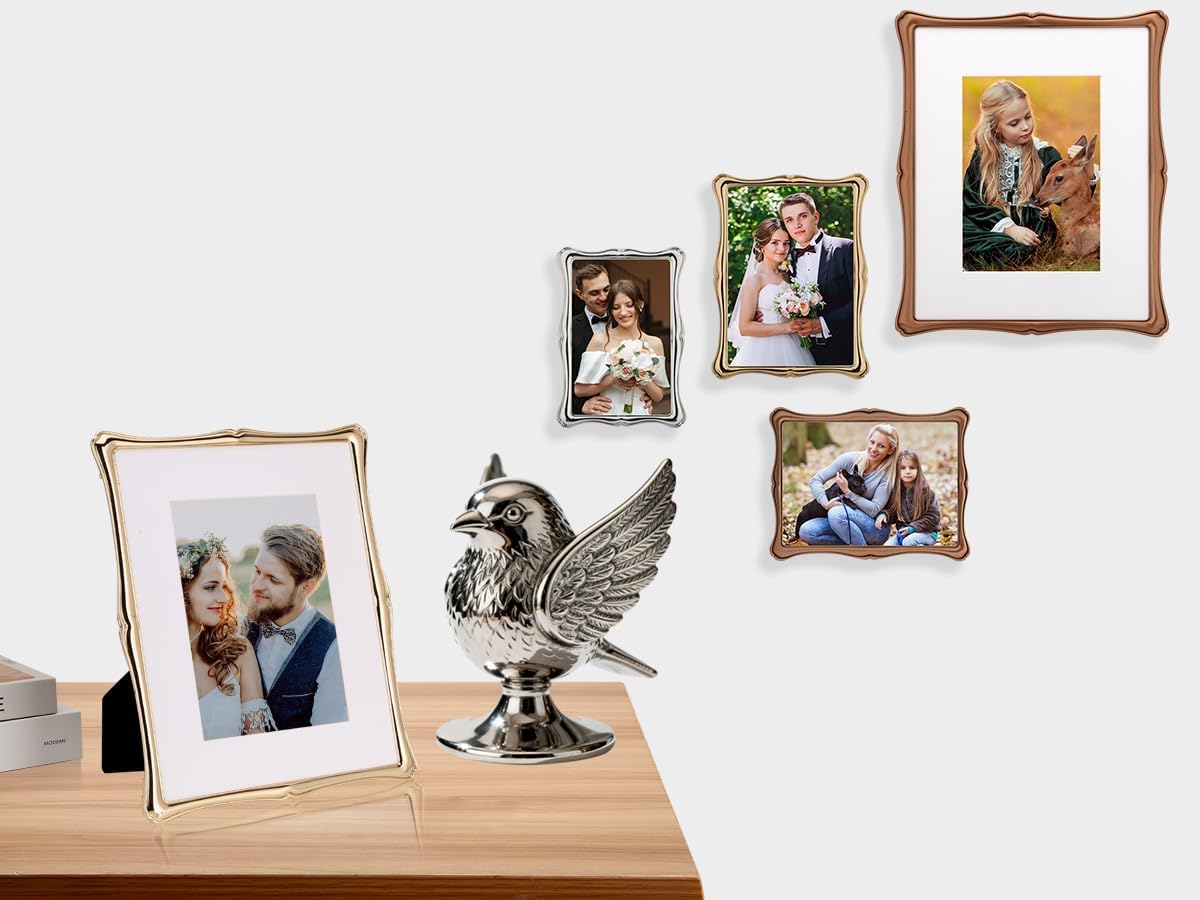 4 x 6'' Premium Alloy Silver Photo Frame - Luxury Display with Real Glass and Velvet Backing,Hi End Décor Metal Frames