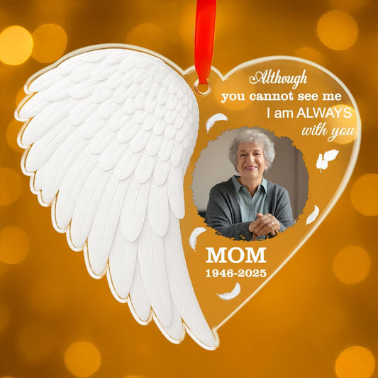 Personalized Memorial Glass Ornament 2025 – I Am Always with You Ornament, Custom Photo Memorial Christmas Ornament, Christmas|Birthday|Anniversary Keepsake for Loss of Loved One (M1)