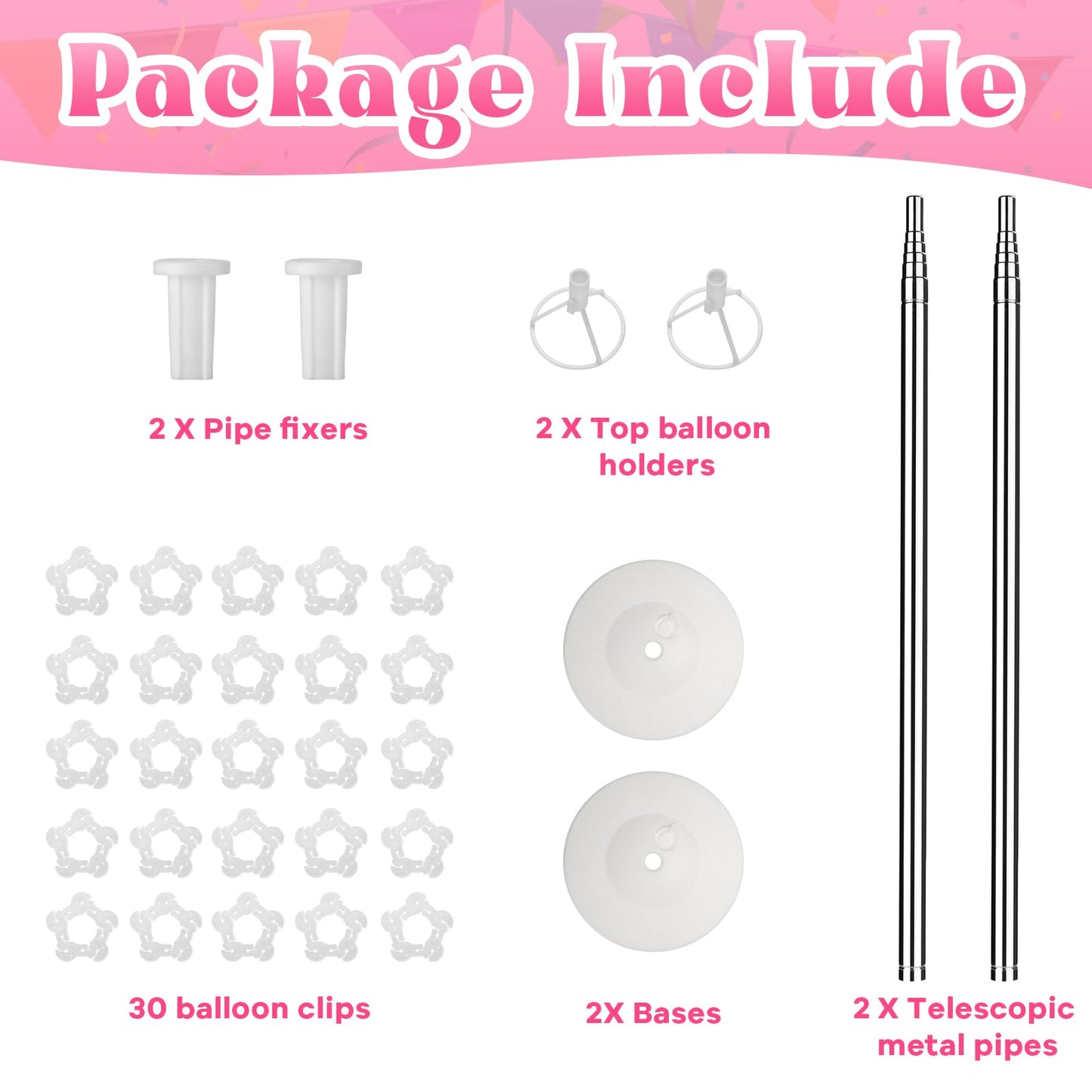 Voircoloria Balloon Stand Kit Set of 2, 7FT Adjustable Height Balloon Column Kit for Floor with