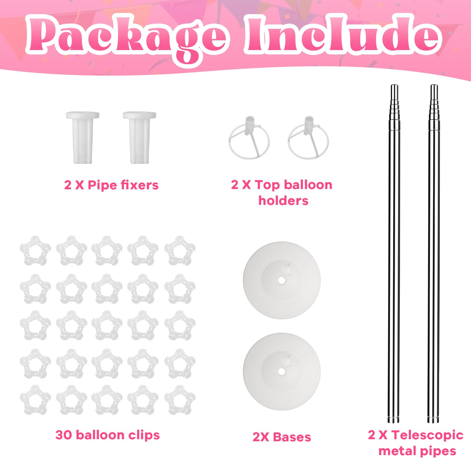 Voircoloria Balloon Stand Kit Set of 2, 7FT Adjustable Height Balloon Column Kit for Floor with