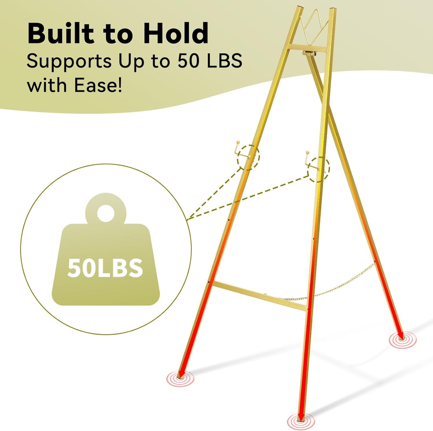 GRENTY 2 Pack Gold Easel Stand for Wedding Signs ??No Assembly Needed, Heavy Duty Metal Display Stand for Art, Welcome Signs, Posters, Pictures, Paintings, and Floor Décor