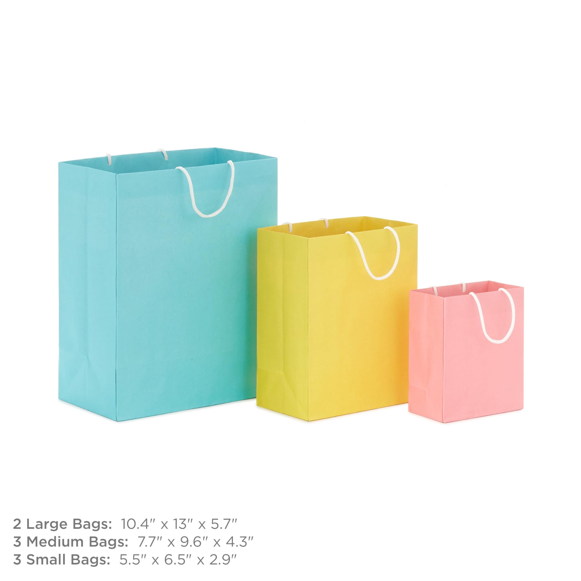 Hallmark Recyclable Gift Bags Assorted Sizes (8 Pack) Pastel Colors