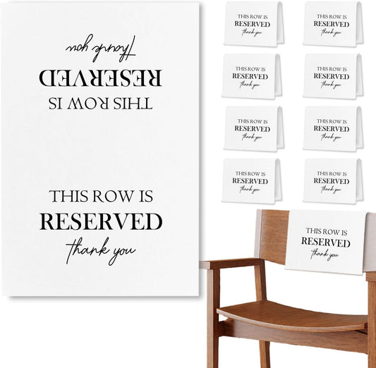 Reserved Seating Chair Signs, This Row Is Reserved Pew Cloths Seating Placeholder for Church Pews, Wedding Decorations for Reception Parties Celebrations Event Meetings (8 PCS, White)