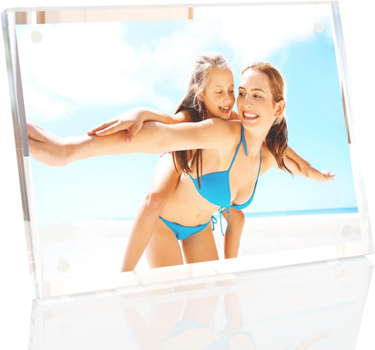 HELPLEX Picture Frames, 1 Pack 4x6 inch Acrylic Picture Frame Clear 4 x 6 Photo Frames Magnetic Picture Frames Ready for Tabletop Display, Effectively Protect Photos from Fading and Yellowing