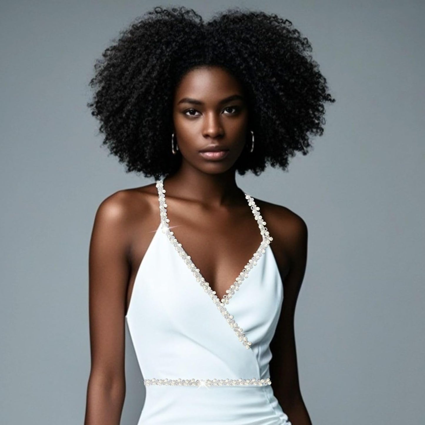 1 Yard Pearl Chain Silver Rhinestone Trim String Crystal Applique Fringe Ribbon Strips Beads Sewing Dress DIY Party Wedding Bouquet for Decoration Bridal Costume Embellishment