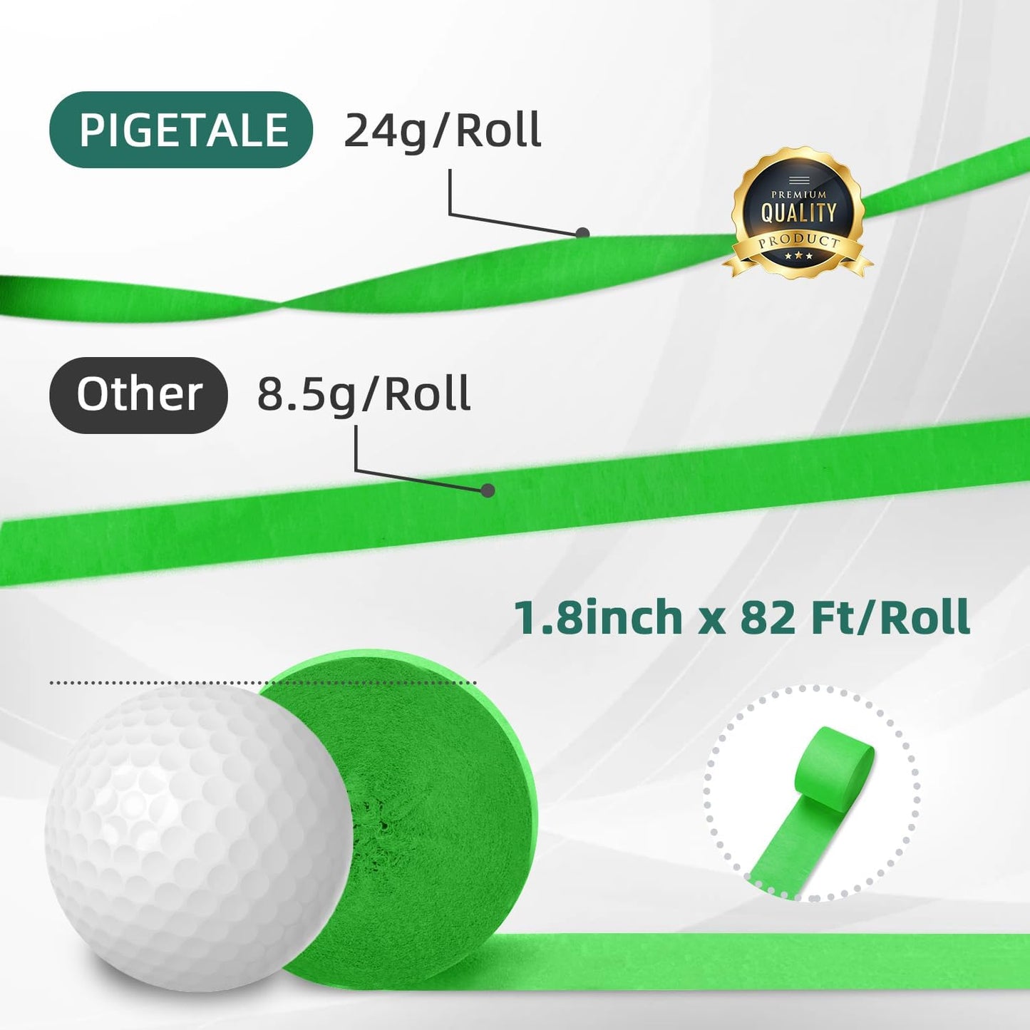 8 Pack Green White Crepe Paper Streamers Rolls, 656ft Party Streamers for Birthday Wedding Baby Bridal Shower Decorations Halloween Christmas Craft Festival Supplies (1.8 Inch x 82 Ft/Roll)