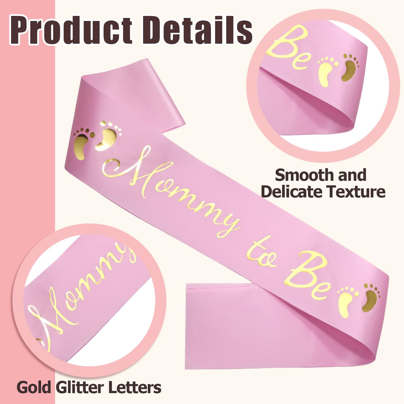 MILVOWOC Baby Shower Sash 2 Pack Mommy & Daddy to Be Set, Pink