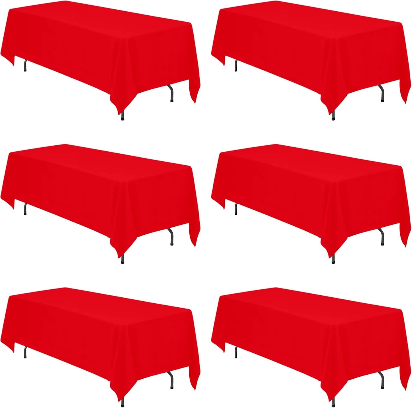 BRILLMAX 6 Pack Red Tablecloths 70 x 120 Inch for 6ft or 8ft Rectangle Tables - Rectangular Bulk Linen Polyester Fabric Washable Cloth Cover for Wedding Reception Banquet Birthday Party