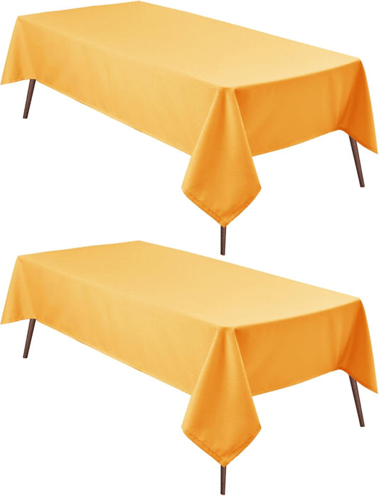 Hiasan 2 Pieces Solid Square Tablecloth - Waterproof and Spillproof Washable Table Cloth for Dining Tables, Orange Yellow, 54 x 54 Inch