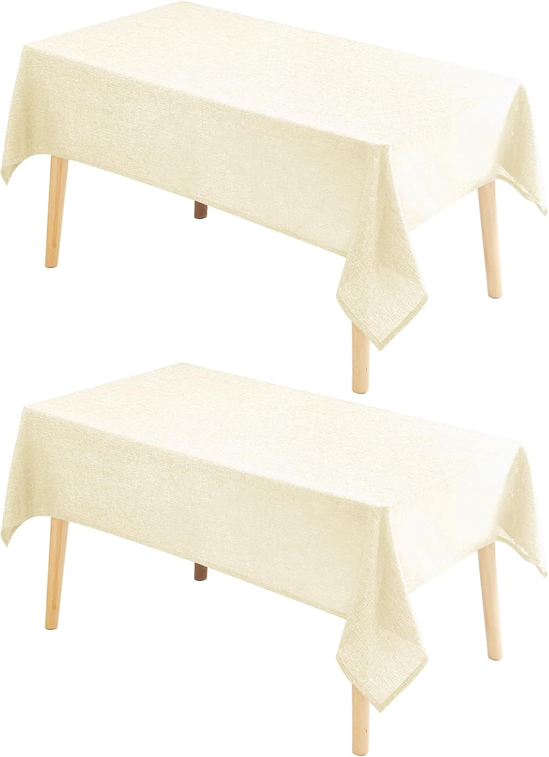 Hiasan 2 Pack Faux Linen Square Tablecloth - Wrinkle and Stain Resistant Washable Table Cloth for Kitchen Dining Room Holiday Table Cover for Party Dinner, Champagne, 54 x 54 Inch