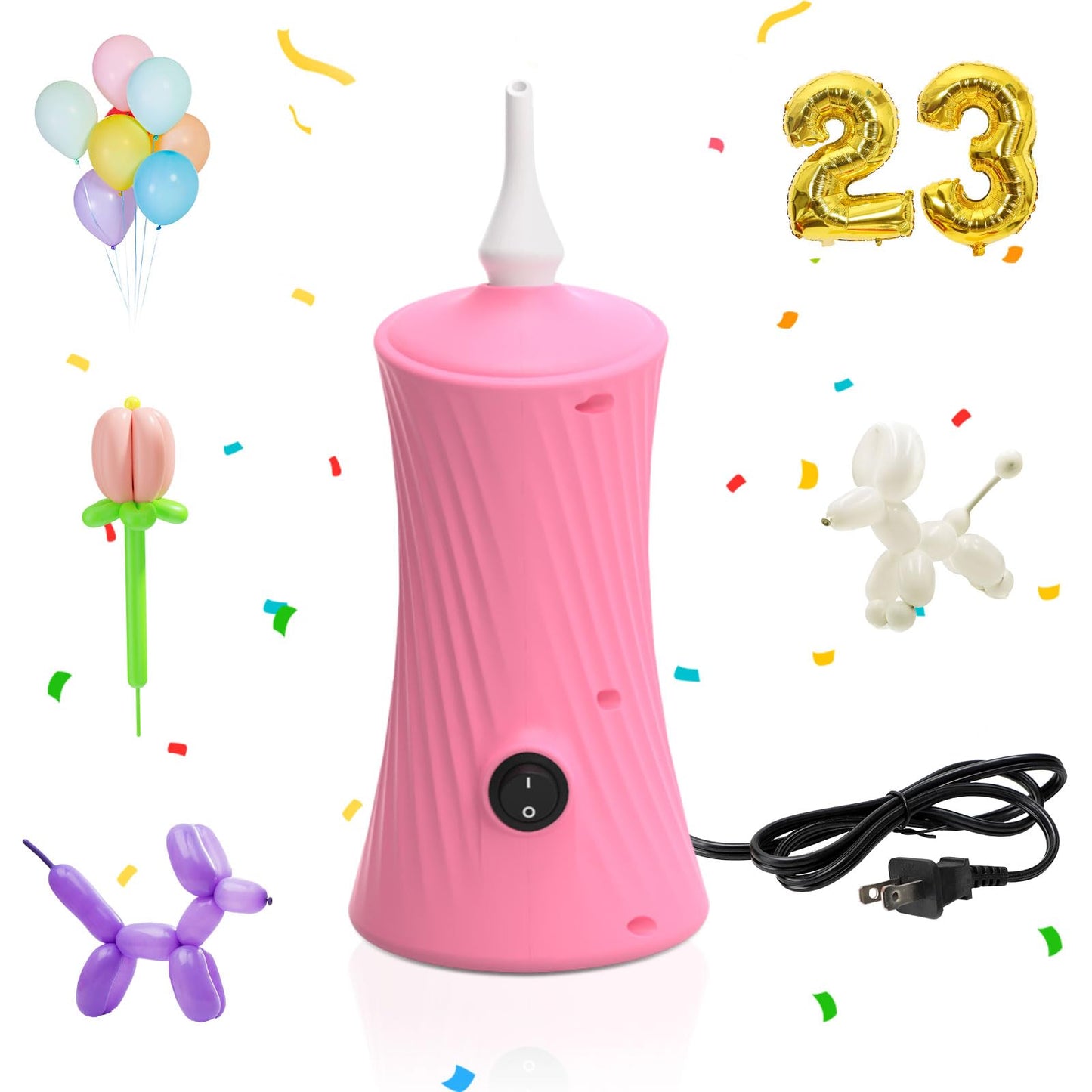 AXHJ Electric Air Balloon Pumps, Portable Balloon Inflators Blower Machine for Long Balloons, Foil