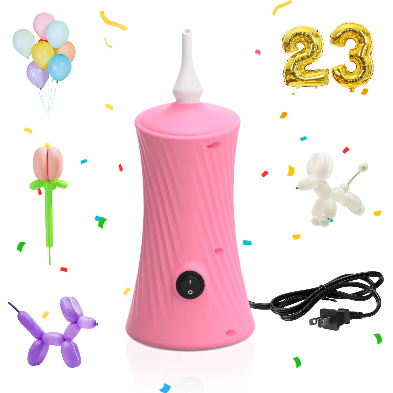 AXHJ Electric Air Balloon Pumps, Portable Balloon Inflators Blower Machine for Long Balloons, Foil