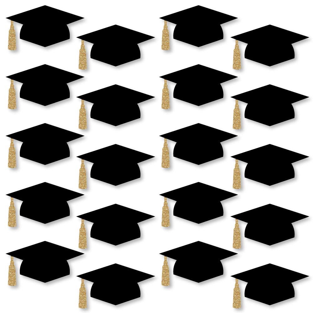 Big Dot of Happiness Gold Graduation Decorations - Cap Essentials, Elegant Golden Accents