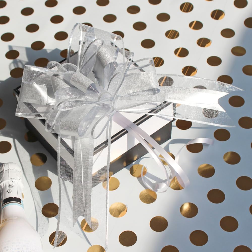 Large Bows for Gift Wrapping, Big Bow for Present, Wedding Decor, Christmas Gifts Decoration for Man, Birthdays, Valentine's Day, Anniversary(Sliver, 8 inches, 10 PCS)