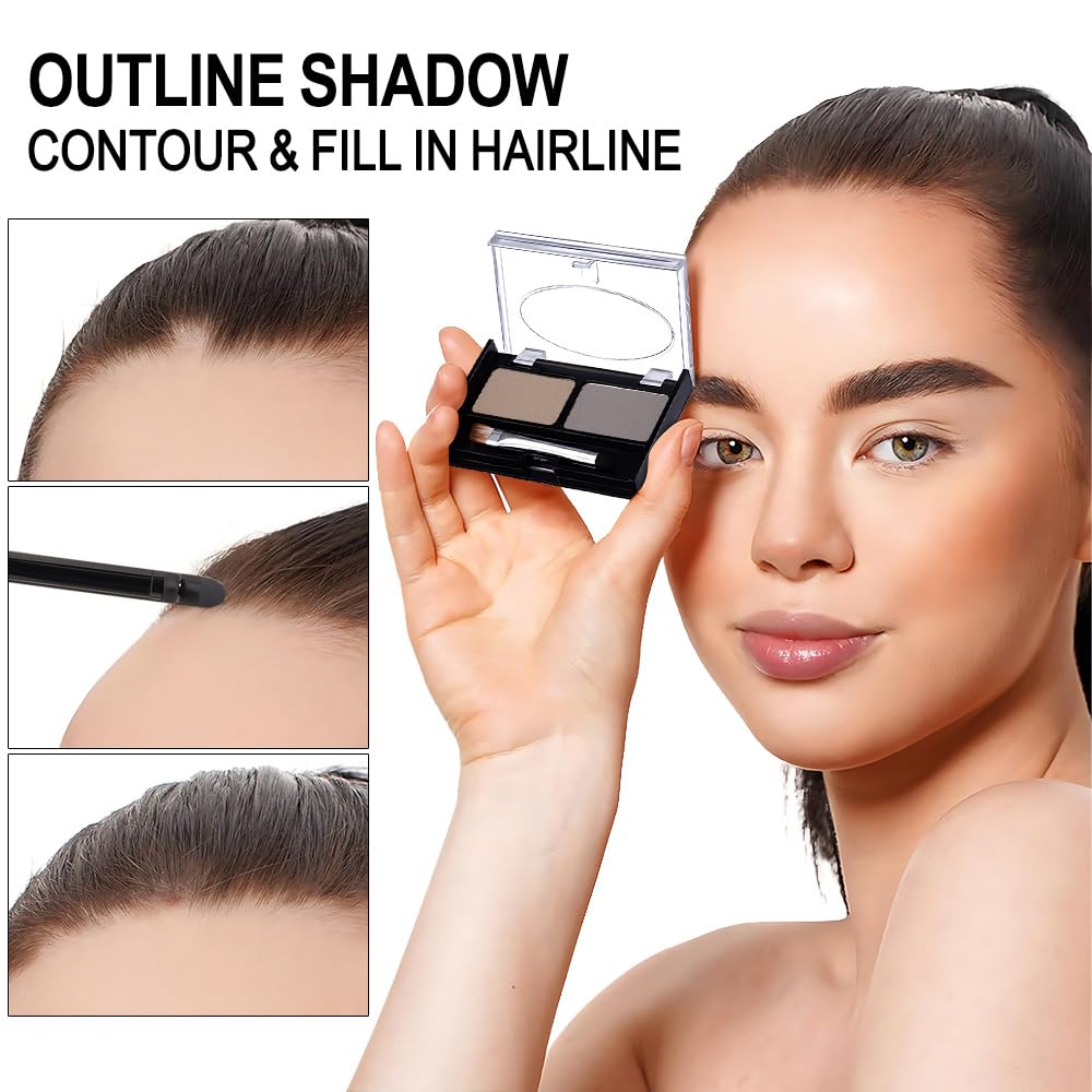 Eyebrow Powder Light Brown Gray Kit,Eye Brow Powder for Women with Double-ended Eyebrow Brush,Long-Lasting Waterproof Two Colors Brow Filler Get Full Defined Natural Brows,Powder Eyebrow Makeup