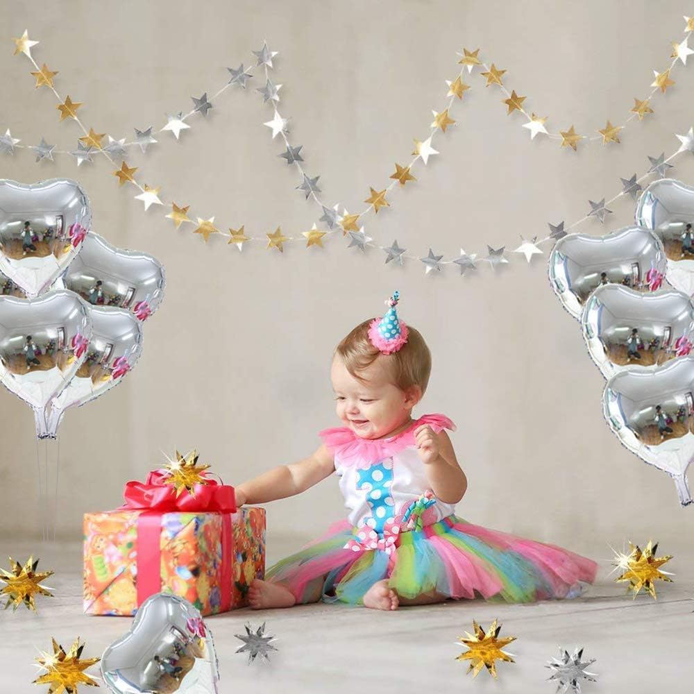 50 Pcs 10 inch Heart Shape Foil Mylar Balloons for Birthday Party Decorations, Wedding Decorations, Engagement Party, Valentine's Day, Celebration, Holiday, Show, Party Activities (Silver)