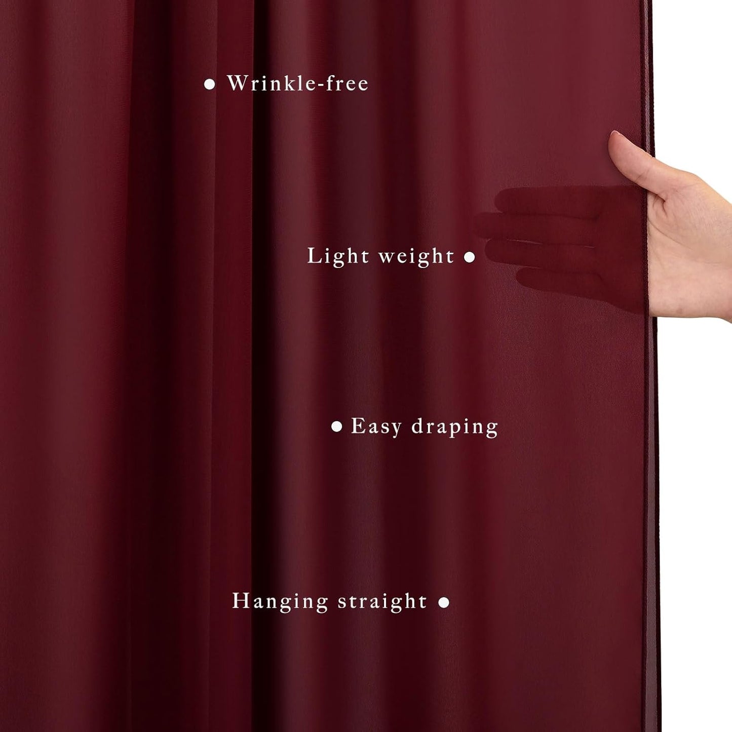 20Ft Length x 28" Width Wedding Arch Draping Fabric 2 Panels Burgundy Arch Drapes Chiffon Fabric Sheer Curtains Backdrop for Party Decorations Wedding Ceremony Bridal Ceiling Stage Reception Decor