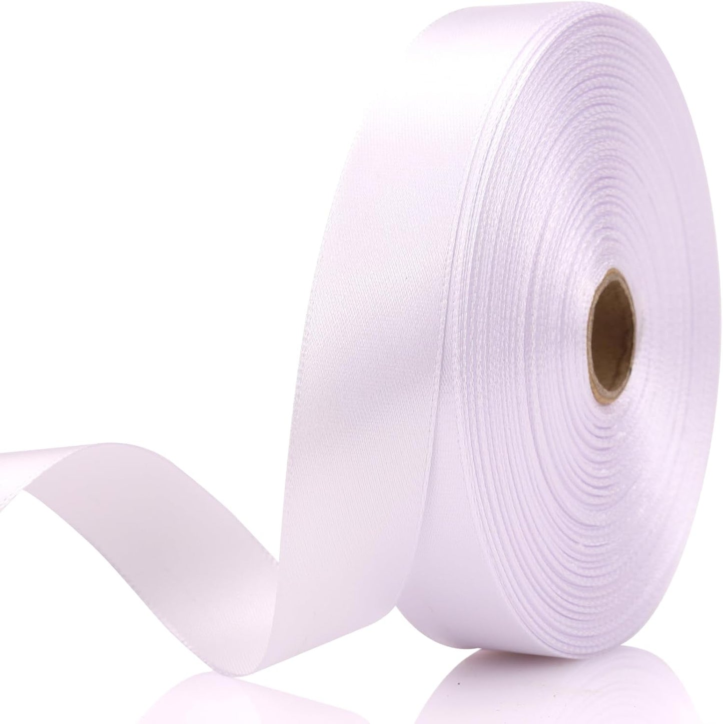White 7/8 Inch 60 Yards Satin Craft Ribbon - Single Face Polyester Ribbon for Handmade Roses, Gift Wrapping, Timeless Flower, Bouquets, Wedding and Party Decoration