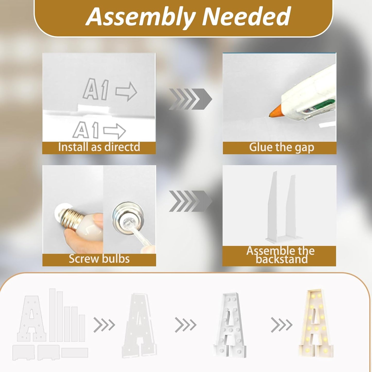 Ledido 4FT Marquee Light Up Letters Large Light Up Letters for Party Decoration, Marquee Letter for Birthday Graduation Baby Shower Wedding, Pre-cut Foam Board Assembly Required Letter K