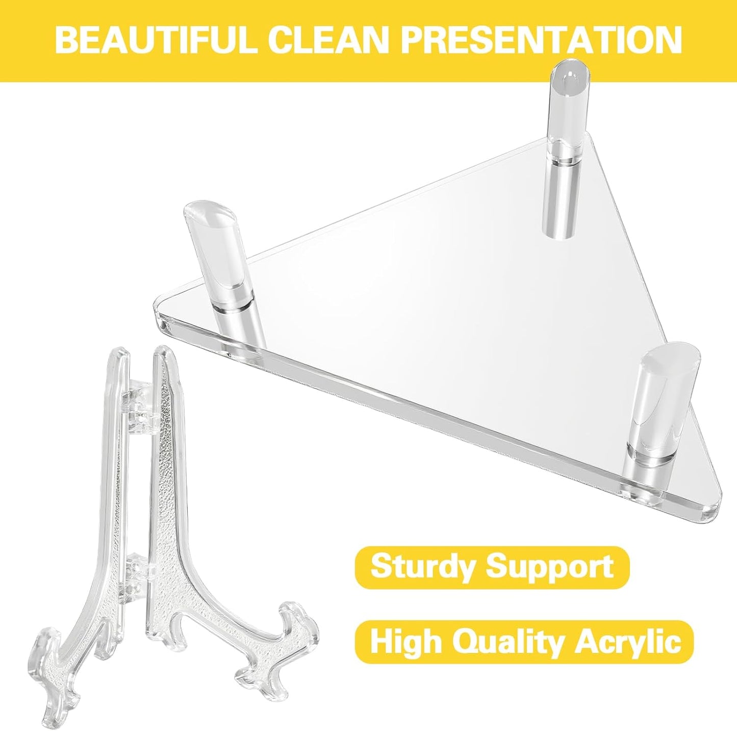 Ball Display Stand with Card Display Stand, Transparent Acrylic Sleek Holder for Different Size Basketball, Soccer Ball, Football, Small Easel Holder Stand for Trading Card Holder-2 Packs