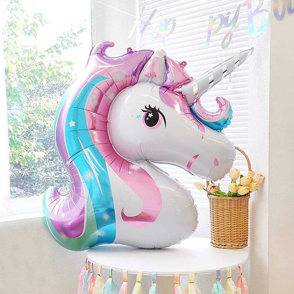 Unicorn 5th Birthday Party Decorations for Girl Purple Pink Theme Balloon Set, Large Rainbow