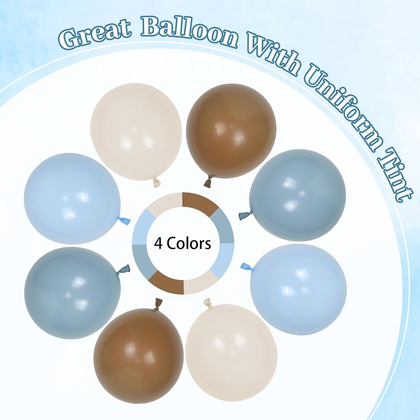 60pcs Blue and Brown Balloons 12inch with Brown Dusty Pastel Blue Sand White Balloons for One Sweet Cookie Birthday Gender Reveal Baby Shower Party Decorations
