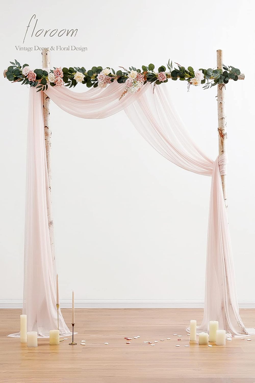 Floroom Wedding Arch Draping Fabric 2 Panels 20Ft Blush Chiffon Fabric Drapes Arbor Drapery Wedding Ceremony Reception Swag Decorations