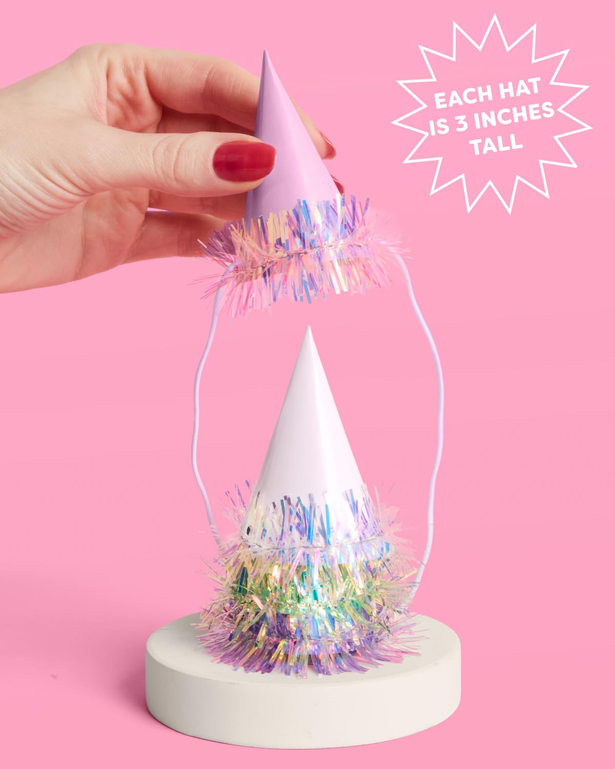 xo, Fetti 10pc Iridescent Foil Mini Party Hats | Birthday Hair Accessory