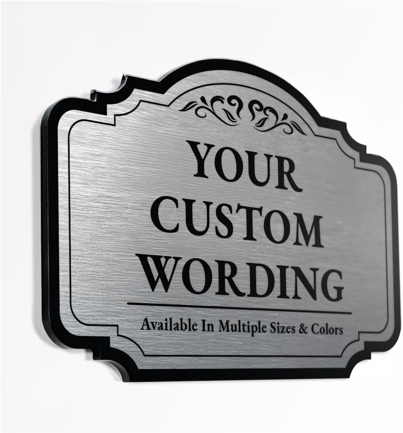 Custom Decorative Outdoor Metal Sign, Personalized Aluminum Driveway Sign - Waterproof, Made in USA - Design 2 Metallic Silver 14x10 In