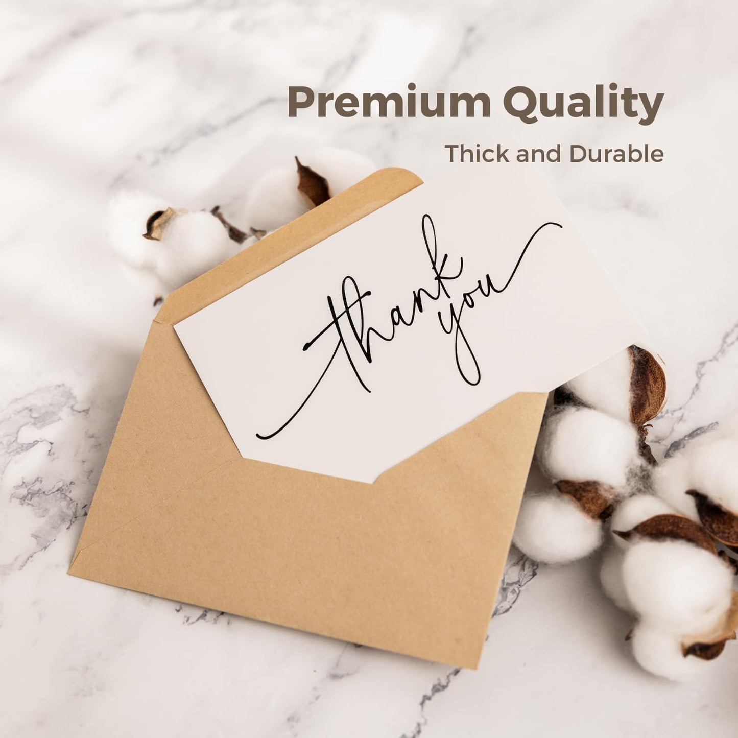 SPIRITDUST 52-pack Thank You Cards Bulk with Kraft Envelopes & Matching Stickers, 3.5x5 Inches