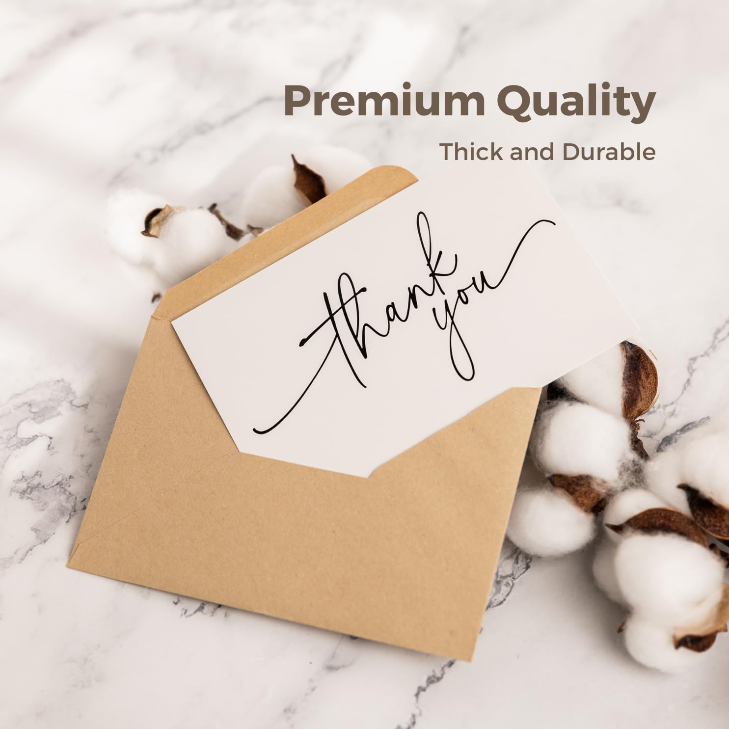 SPIRITDUST 52-pack Thank You Cards Bulk with Kraft Envelopes & Matching Stickers, 3.5x5 Inches