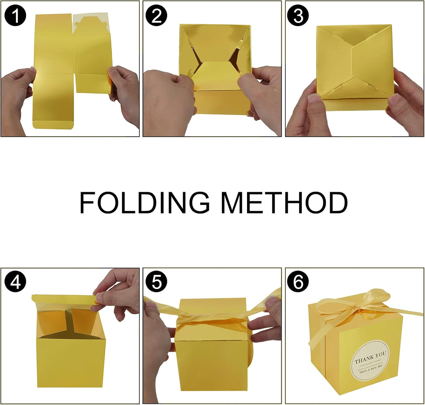 COTOPHER Small Gift Boxes 60 Pack 4x4x4 inches Gold Gift Boxes with Lids for Gifts, Crafting, Wedding Party Favor, Cupcake Boxes, Candy, Bridesmaids Proposal Box with Ribbons and Stickers (Metallic