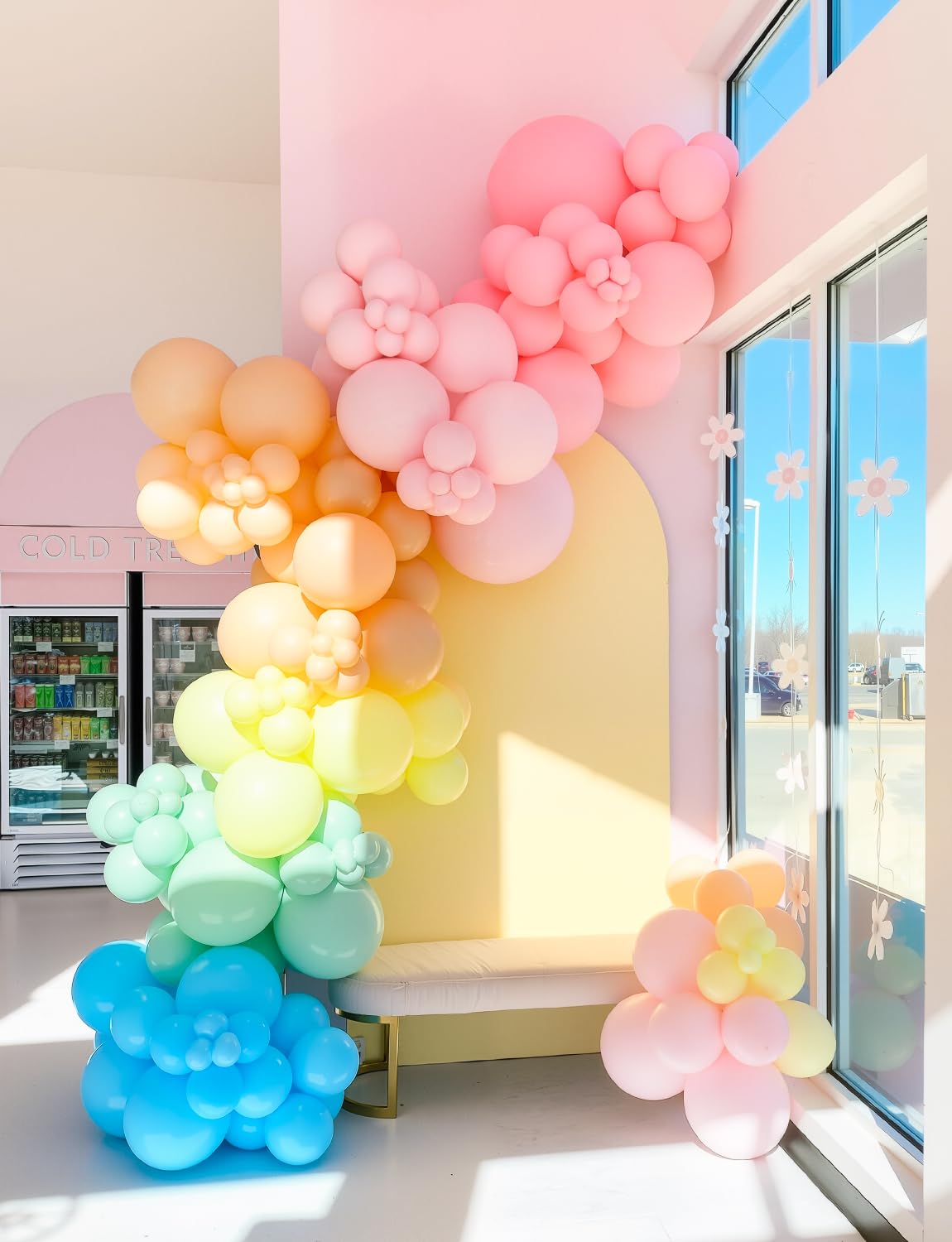 Haolongfa Pastel Rainbow Balloons Arch Garland Kit for Pastel Party Decor