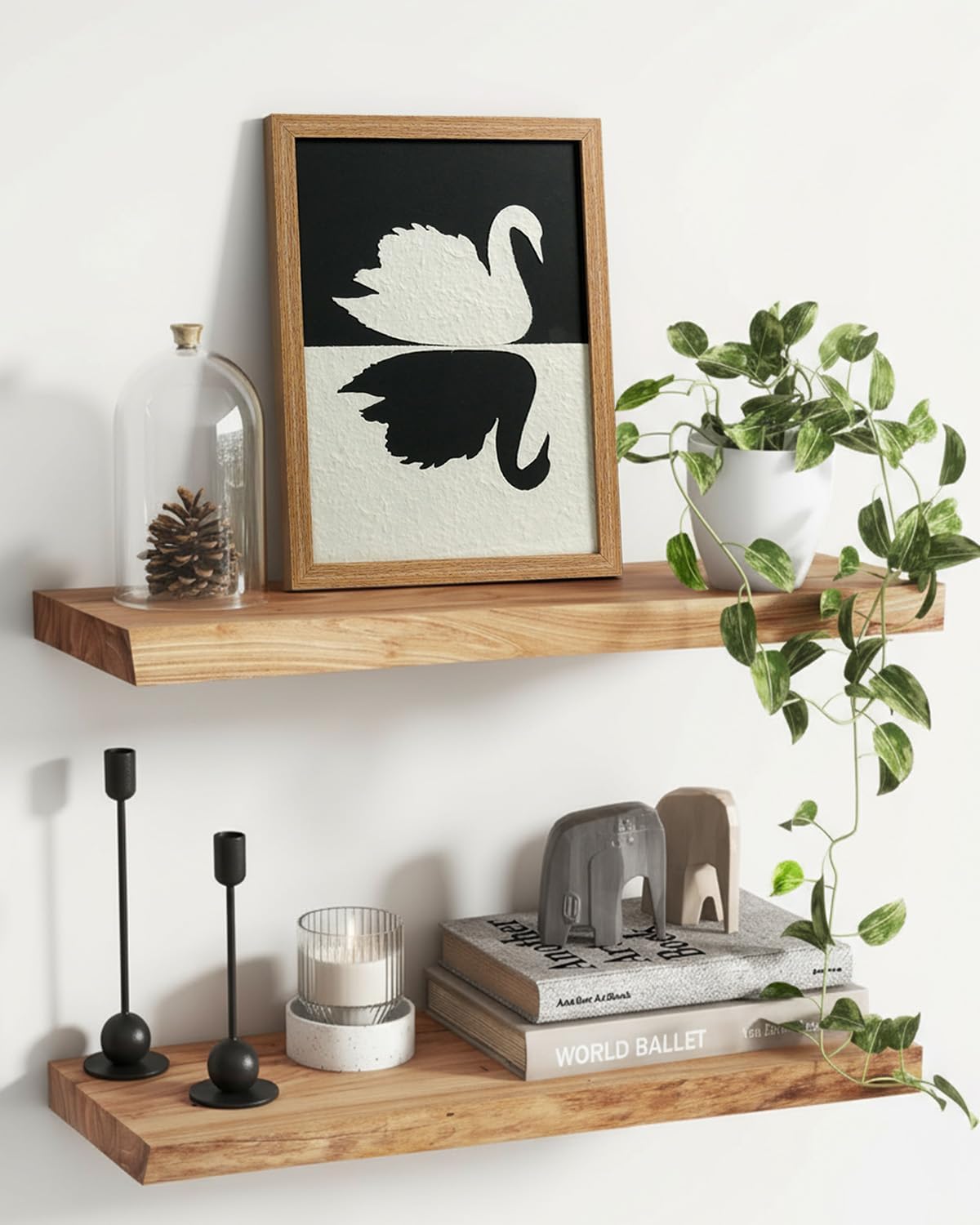 VIYYIEA Framed 3D Textured Wall Art, Handmade Paper Artwork,12x16inch, Modern Minimalist Black White Decor for Living Room Bedroom Shelf, Swan Reflection Abstract Picture