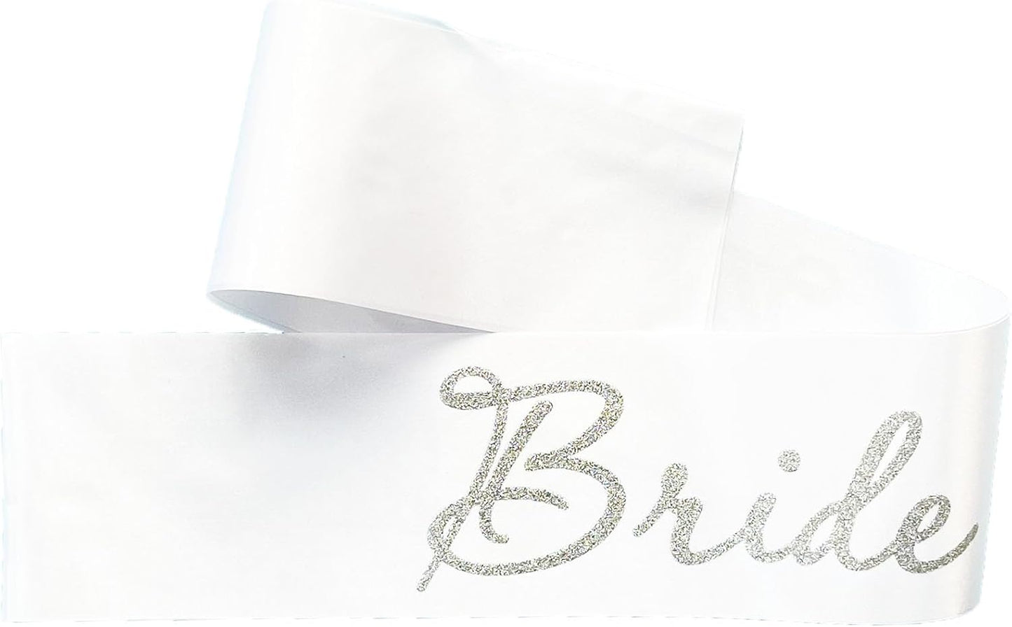 White Bride to Be Sash for Bridal Shower Bachelorette Party Wedding Hen Party Decorations Engagement Gifts Favors Miss to Mrs Sash with Glitter Letter Silver