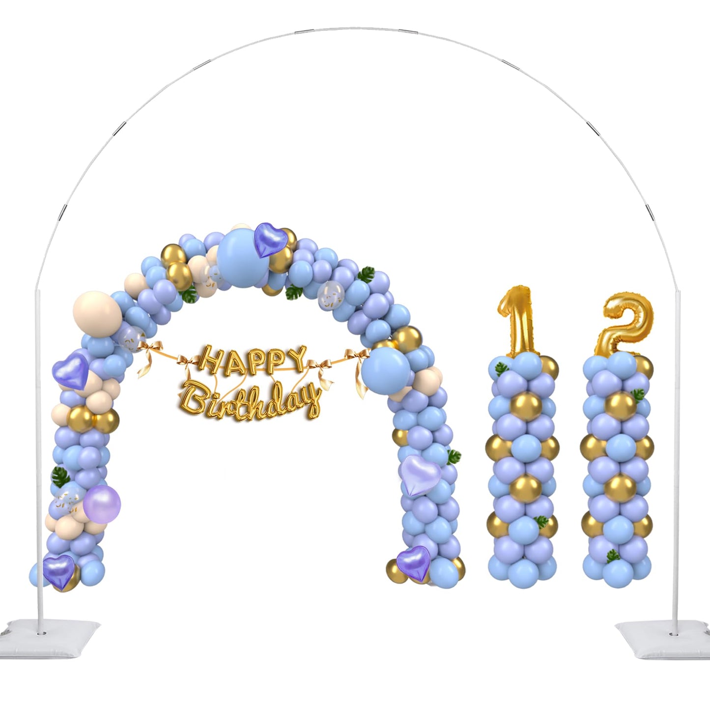 GIMCALO Balloon Arch Stand Kit, 2IN1 Metal Balloon Column Arch with Weighted Water Bag for