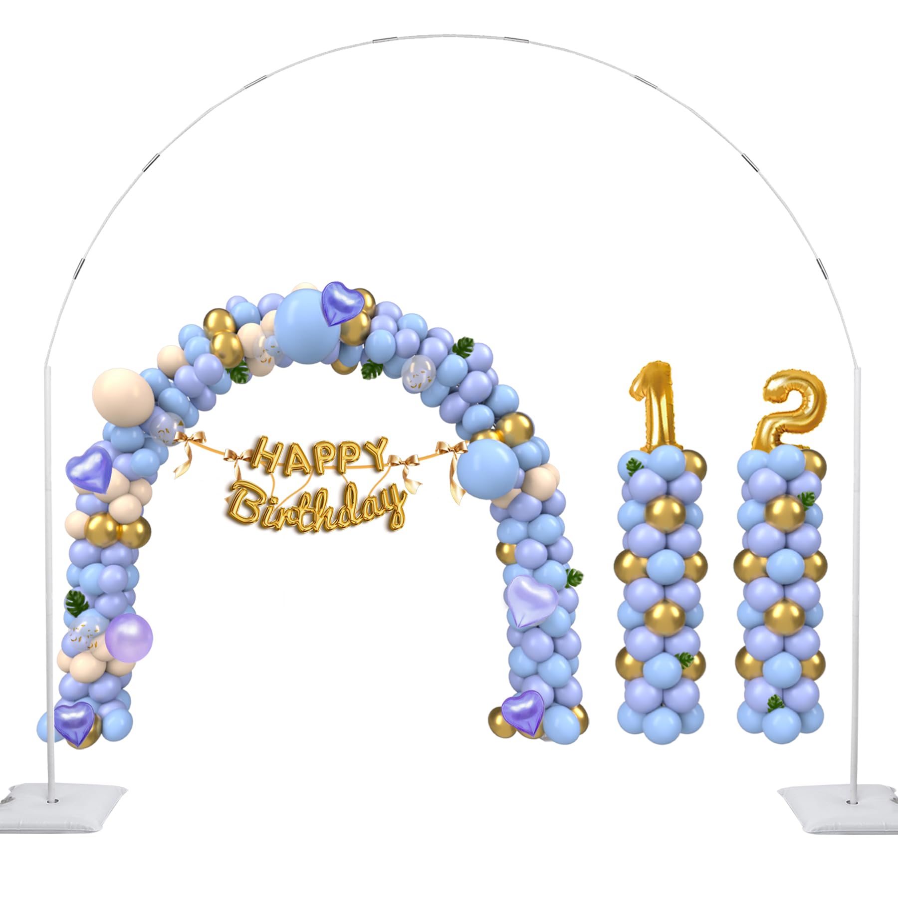 GIMCALO Balloon Arch Stand Kit, 2IN1 Metal Balloon Column Arch with Weighted Water Bag for