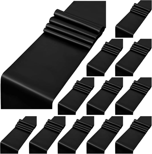 12 Pack Black Satin Table Runner,12 x 108 inch Long Premium Smooth Table Runner for Wedding, Banquets, Birthday, Party, Graduation, Engagements, Table Runners fit Rectangle and Round Table