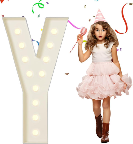 EUFONY Marquee Letters 4 Feet Tall, 4 FT Marquee Light Up Letters, Giant Light Up Letters 4FT for Birthday Party Baby Shower Gender Reveal Graduation Prom Decorations, Letter Y with LED Lights DIY Kit
