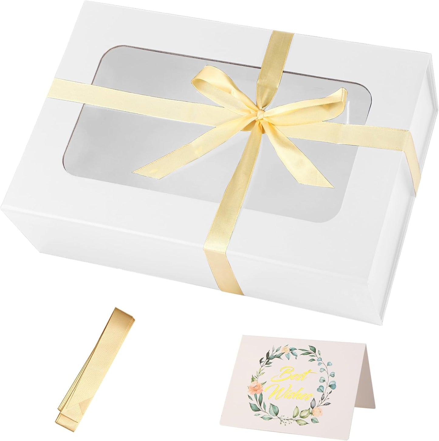White Large Gift Box with Window, 13.5"x9"x4.3" Bridesmaid Box for Gifts Giving,Birthday Gift Boxe with Magnetic,Closure Lid Gift Boxs for Presents,Cute Box,Luxury for Gift Packaging,Gift Boxes for Wrapping Gifts