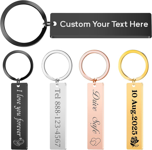 Custom Keychain with Picture, Personalized Photo Keychain with LOGO Text, Customized Gifts for Boyfriend Couple